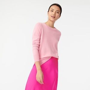 NWT J. Crew  100% Cashmere Pink Crewneck Sweater M